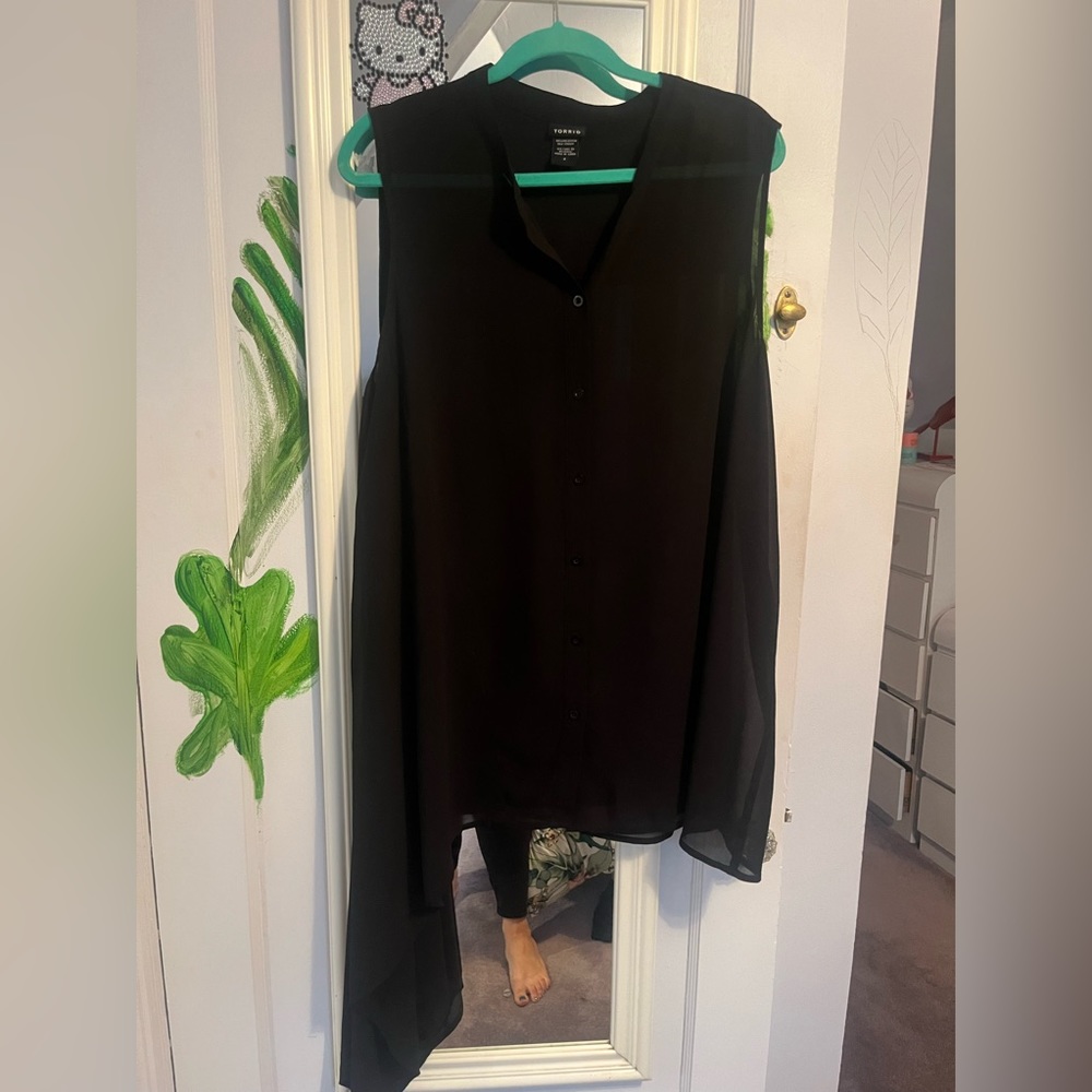 Sheer Black Torrid Blouse Asymmetrical Size 18 ( Torrid 2)